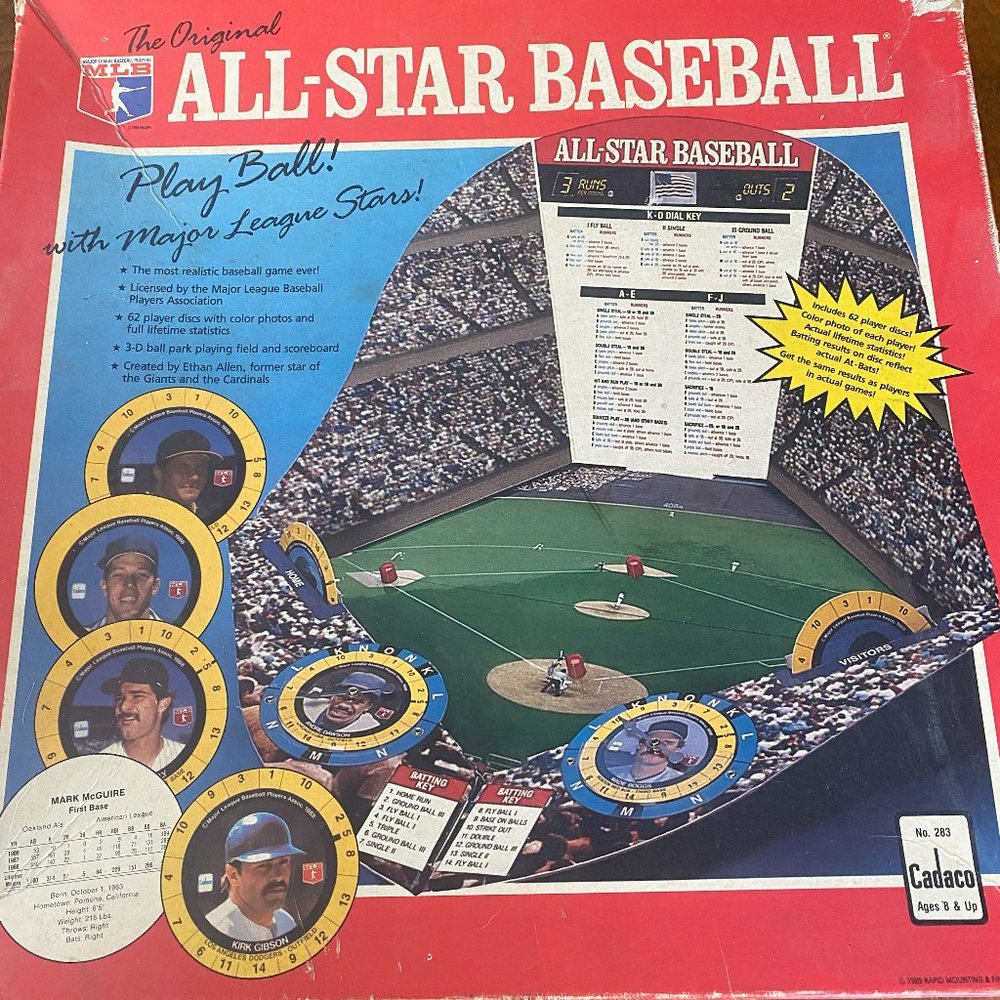 All-Star Baseball Vintage Board Game 1989 MLB player cards